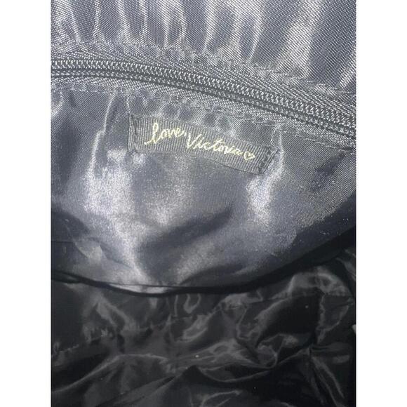 Victorias Secret Black Tote Love Victoria Chain Handle Gold Studs - Picture 3 of 11